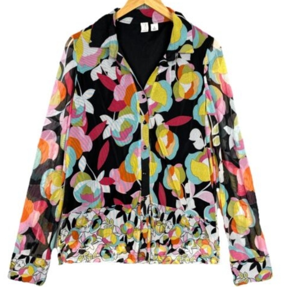 Joie Colorful Floral Button-Up Blouse - Picture 1 of 3